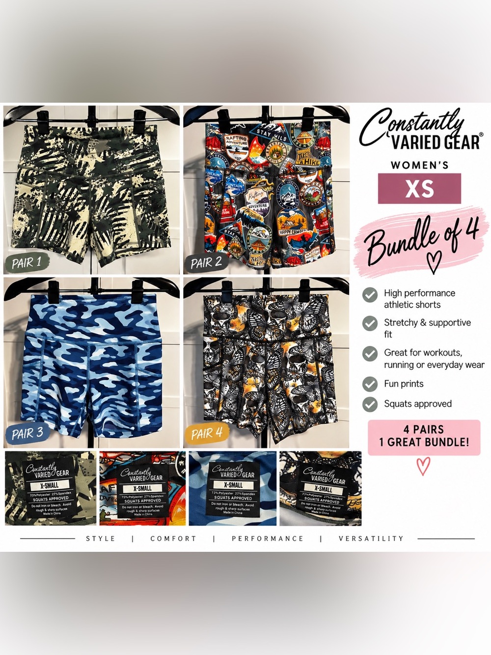 Constantly Varied Gear CVG 5" Knockout Shorts Bundle 4-Pack Size XS